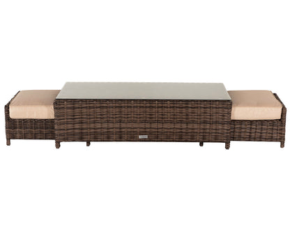 Ascot 3 Seater Rattan Garden Sofa Set in Premium Truffle Brown and Champagne