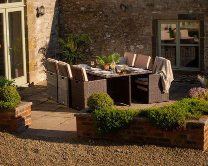 Barcelona 6 Seater Cube Set With Footstools in Brown and Cream