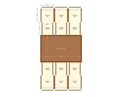 Barcelona 6 Seater Cube Set With Footstools in Brown and Cream