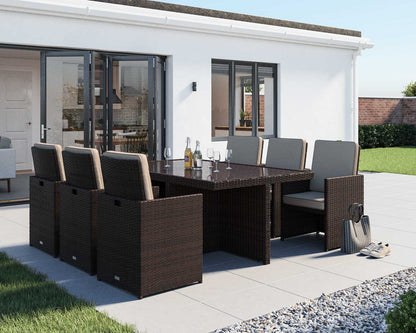Barcelona 6 Seater Cube Set in Brown and Cream