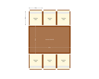 Barcelona 6 Seater Cube Set in Brown and Cream