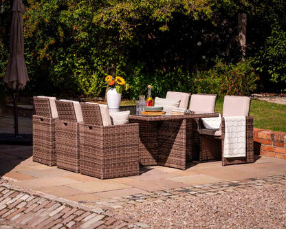 Barcelona 6 Seater Cube Set in Truffle Brown and Cream