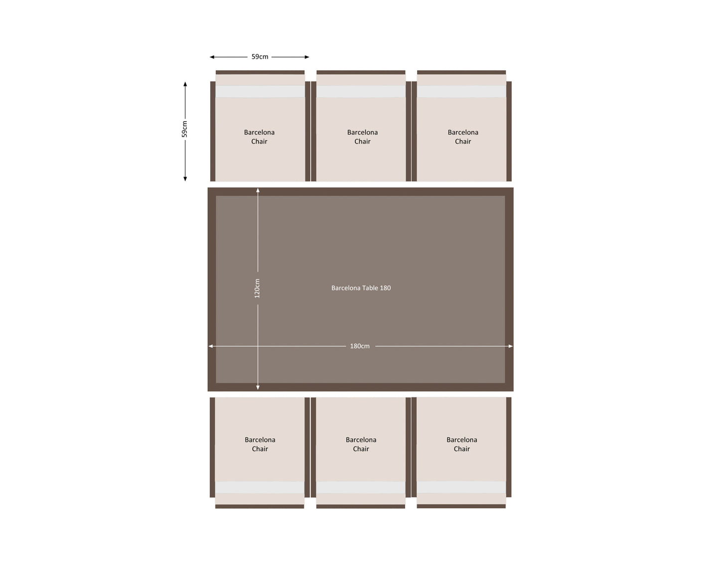 Barcelona 6 Seater Cube Set in Truffle Brown and Cream