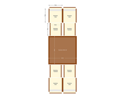 Barcelona 4 Seater Cube Set With Footstools in Brown and Cream