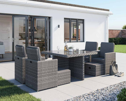 Barcelona 4 Seater Cube Set With Footstools in Grey