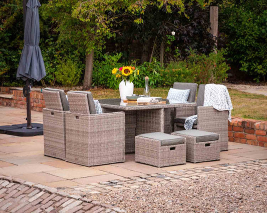 Barcelona 4 Seater Cube Set With Footstools in Grey