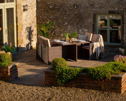 Barcelona 4 Seater Cube Set in Brown and Cream