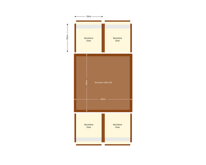 Barcelona 4 Seater Cube Set in Brown and Cream