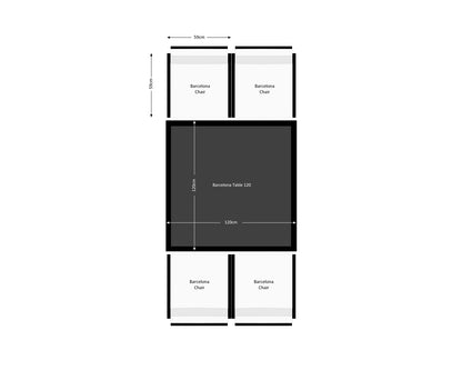 Barcelona 4 Seater Cube Set in Black and Vanilla