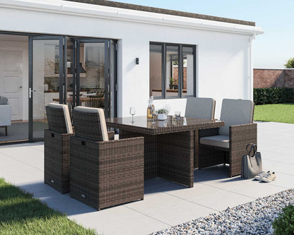 Barcelona 4 Seater Cube Set in Truffle Brown and Cream