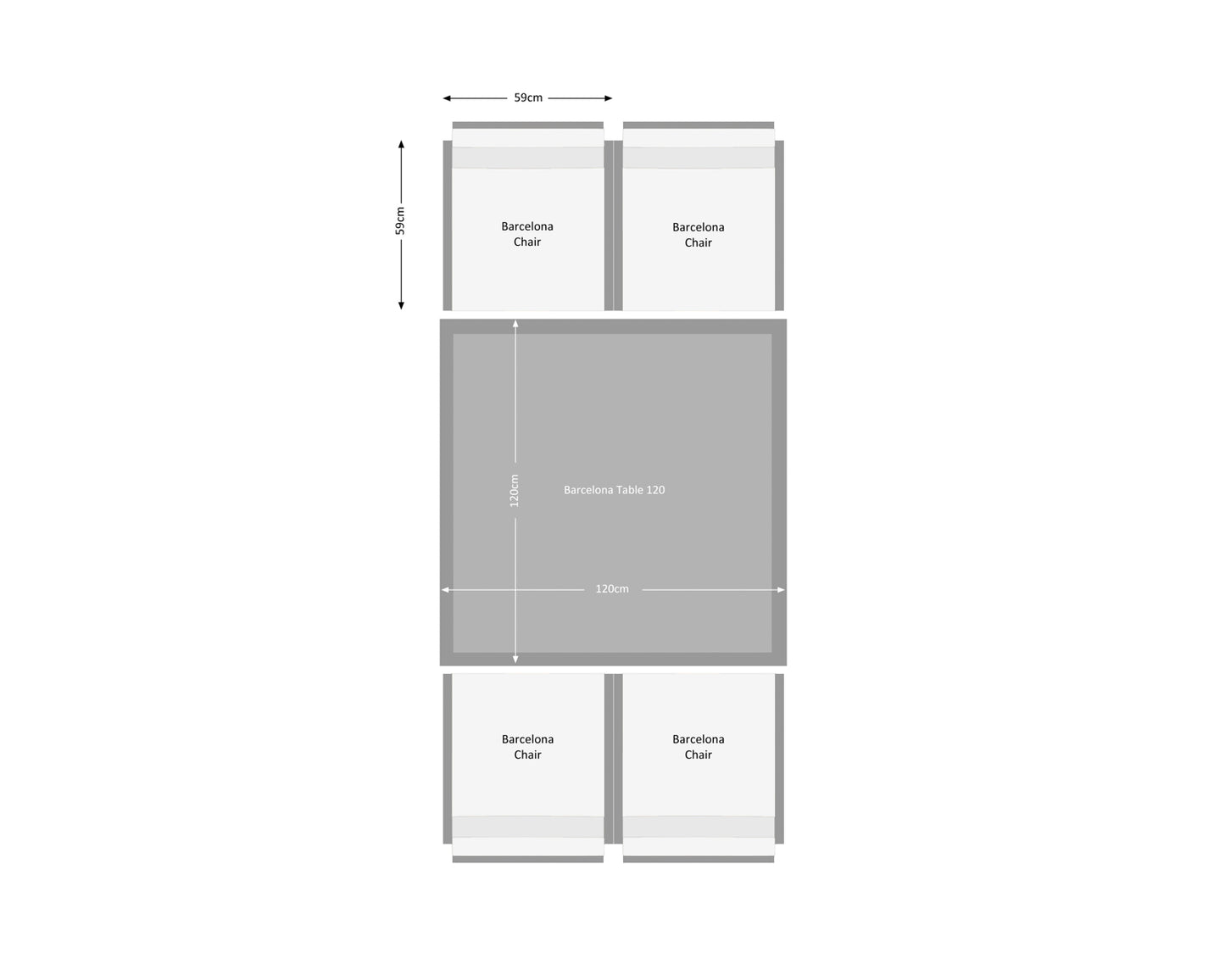 Barcelona 4 Seater Cube Set in Grey