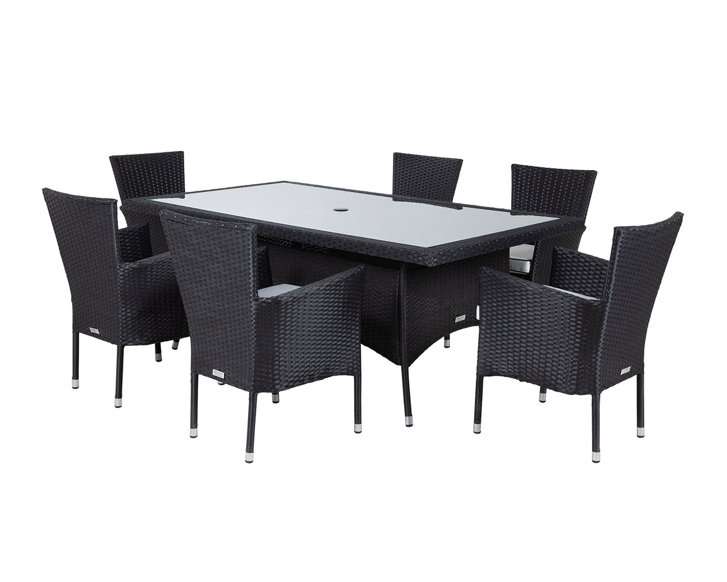 Cambridge 6 Chairs and Rectangular Dining Table Set in Black and Vanilla
