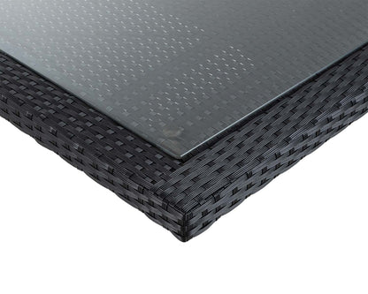 Cambridge 8 Rattan Garden Chairs and Rectangular Dining Table Set in Black and Vanilla