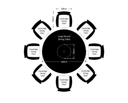 Cambridge 8 Rattan Garden Chairs and Large Round Dining Table Set in Black and Vanilla