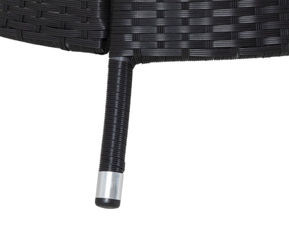 Cambridge 8 Rattan Garden Chairs and Large Round Dining Table Set in Black and Vanilla