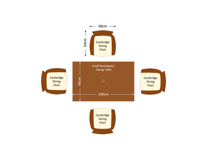 Cambridge 4 Rattan Garden Chairs and Small Rectangular Dining Table Set in Chocolate and Cream