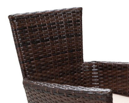 Cambridge 4 Rattan Garden Chairs and Small Rectangular Dining Table Set in Chocolate and Cream