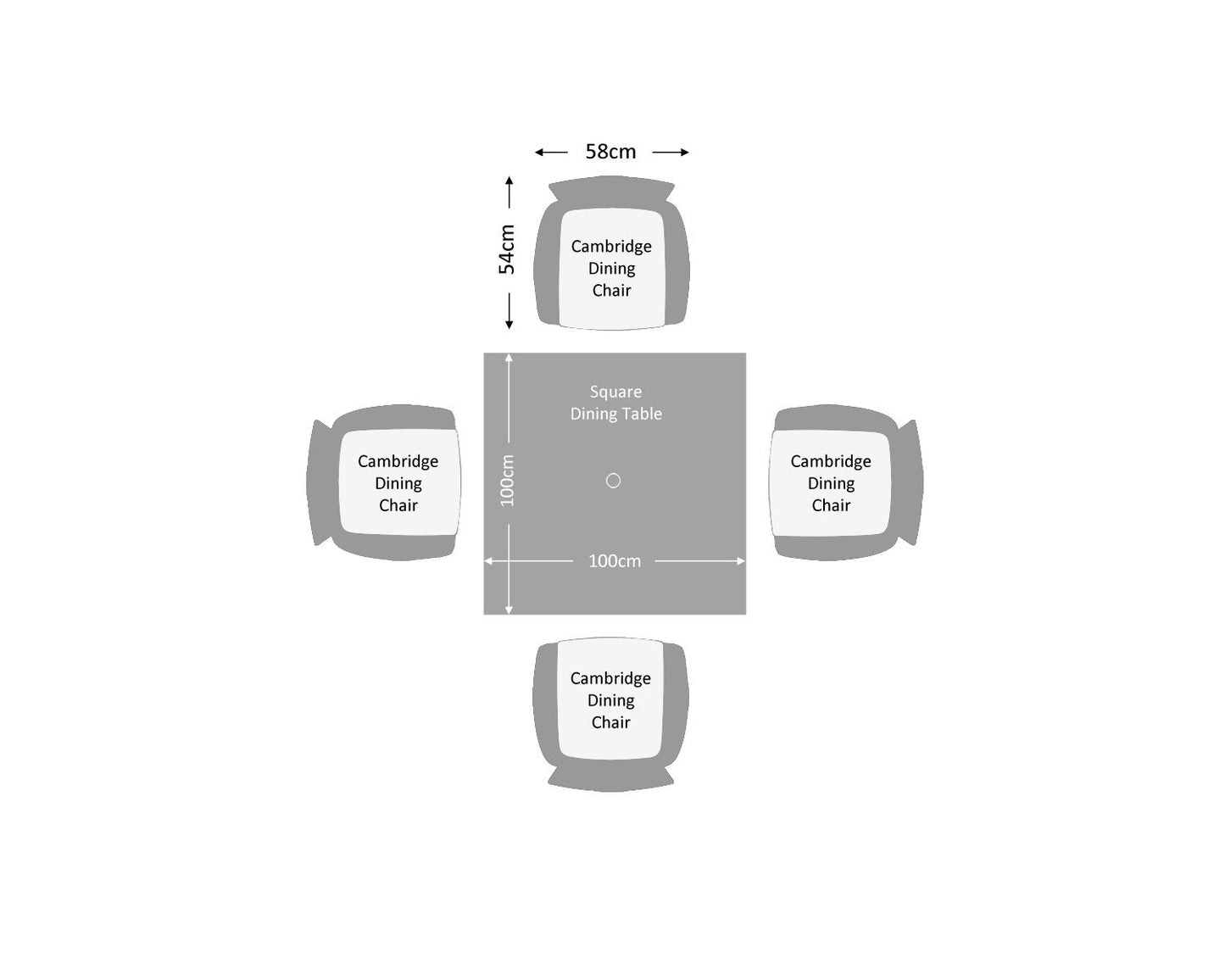 Cambridge 4 Stackable Chairs and Square Dining Table in Chocolate and Cream