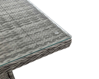 Cambridge 6 Rattan Garden Chairs and Rectangular Fire Pit Dining Table in Grey