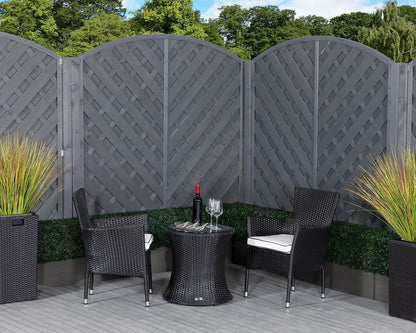 Cambridge Rattan Garden Bistro Round Set in Black and Vanilla