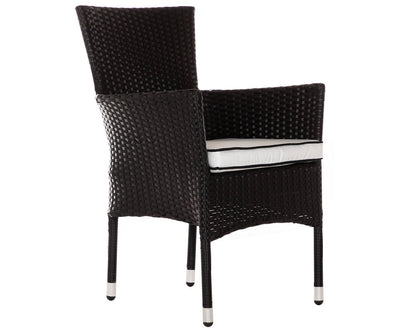 Cambridge Rattan Garden Bistro Round Set in Black and Vanilla