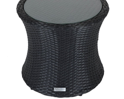 Cambridge Rattan Garden Bistro Round Set in Black and Vanilla