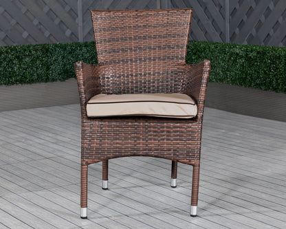 Cambridge Rattan Garden Bistro Round Set in Chocolate and Cream