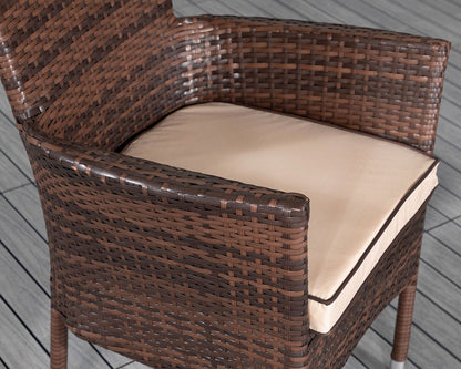Cambridge Rattan Garden Bistro Round Set in Chocolate and Cream