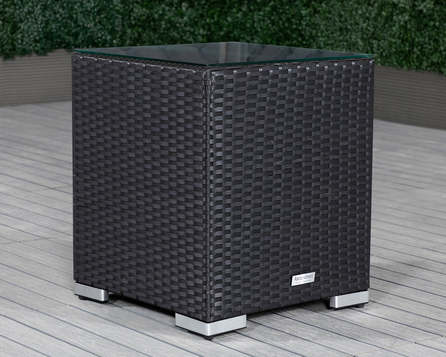 Cambridge Rattan Garden Bistro Square Set in Black and Vanilla