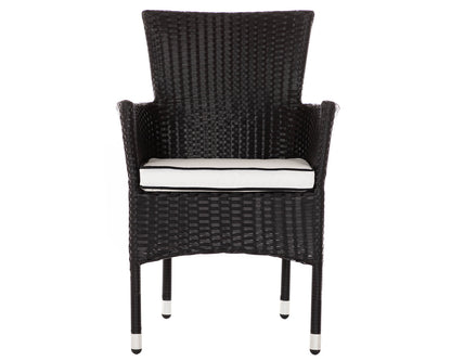 Cambridge Rattan Garden Bistro Square Set in Black and Vanilla