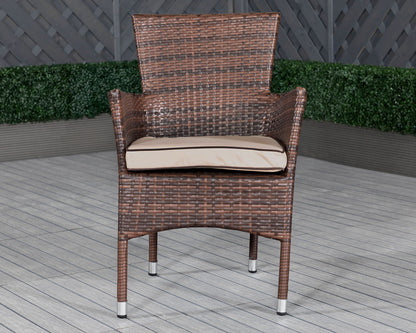 Cambridge Rattan Garden Bistro Square Set in Chocolate and Cream
