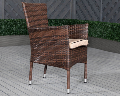 Cambridge Rattan Garden Bistro Square Set in Chocolate and Cream