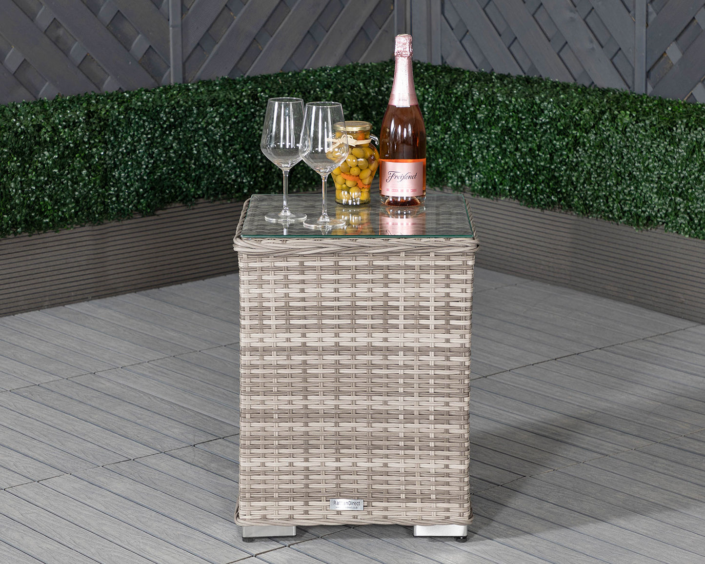 Cambridge Rattan Garden Bistro Square Set in Grey