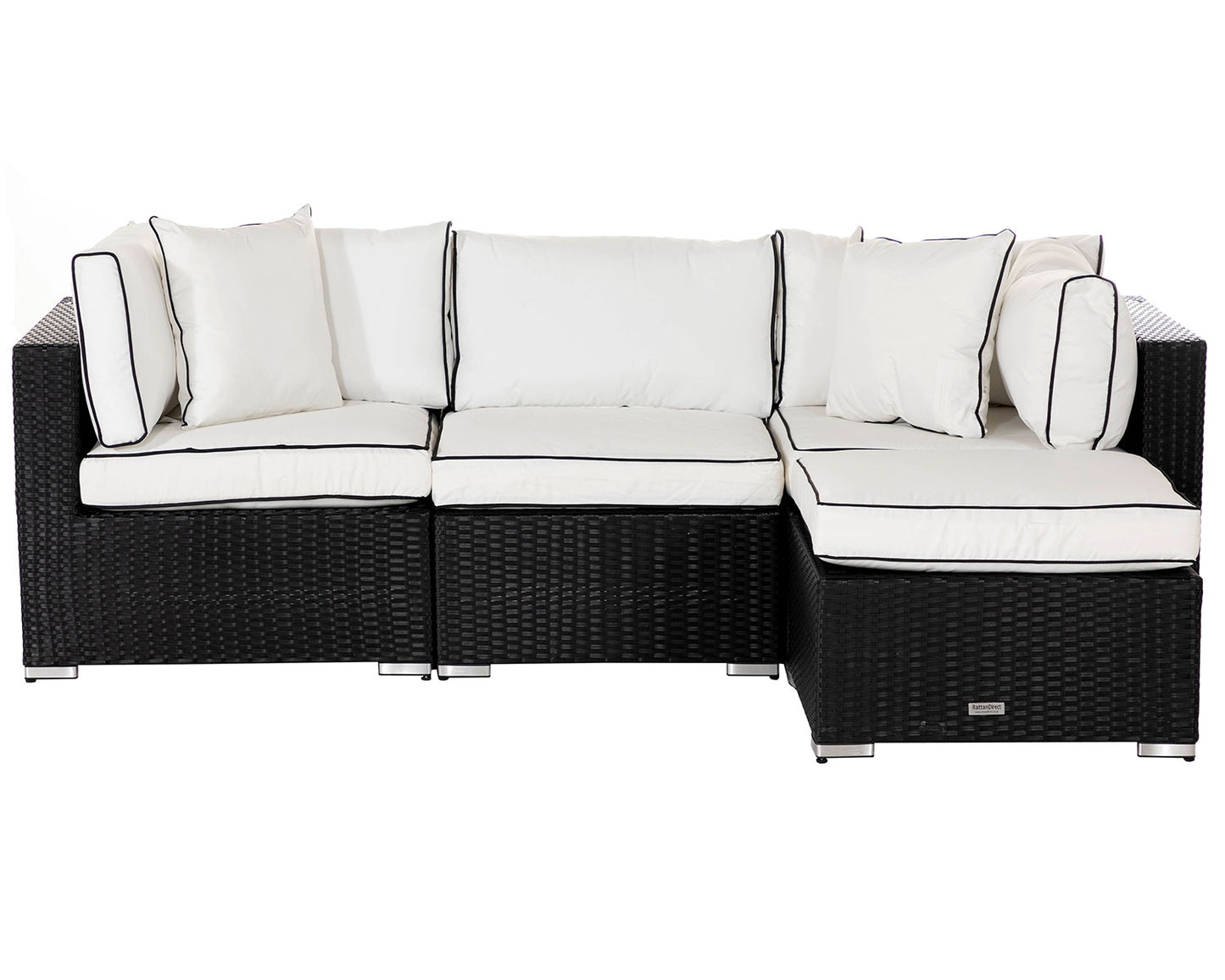 Florida 4 Piece Rattan Garden Corner Sofa Set in Black and Vanilla