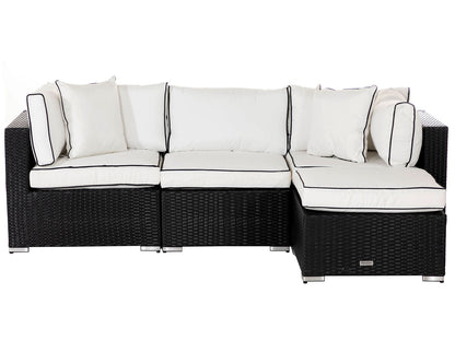 Florida 4 Piece Rattan Garden Corner Sofa Set in Black and Vanilla