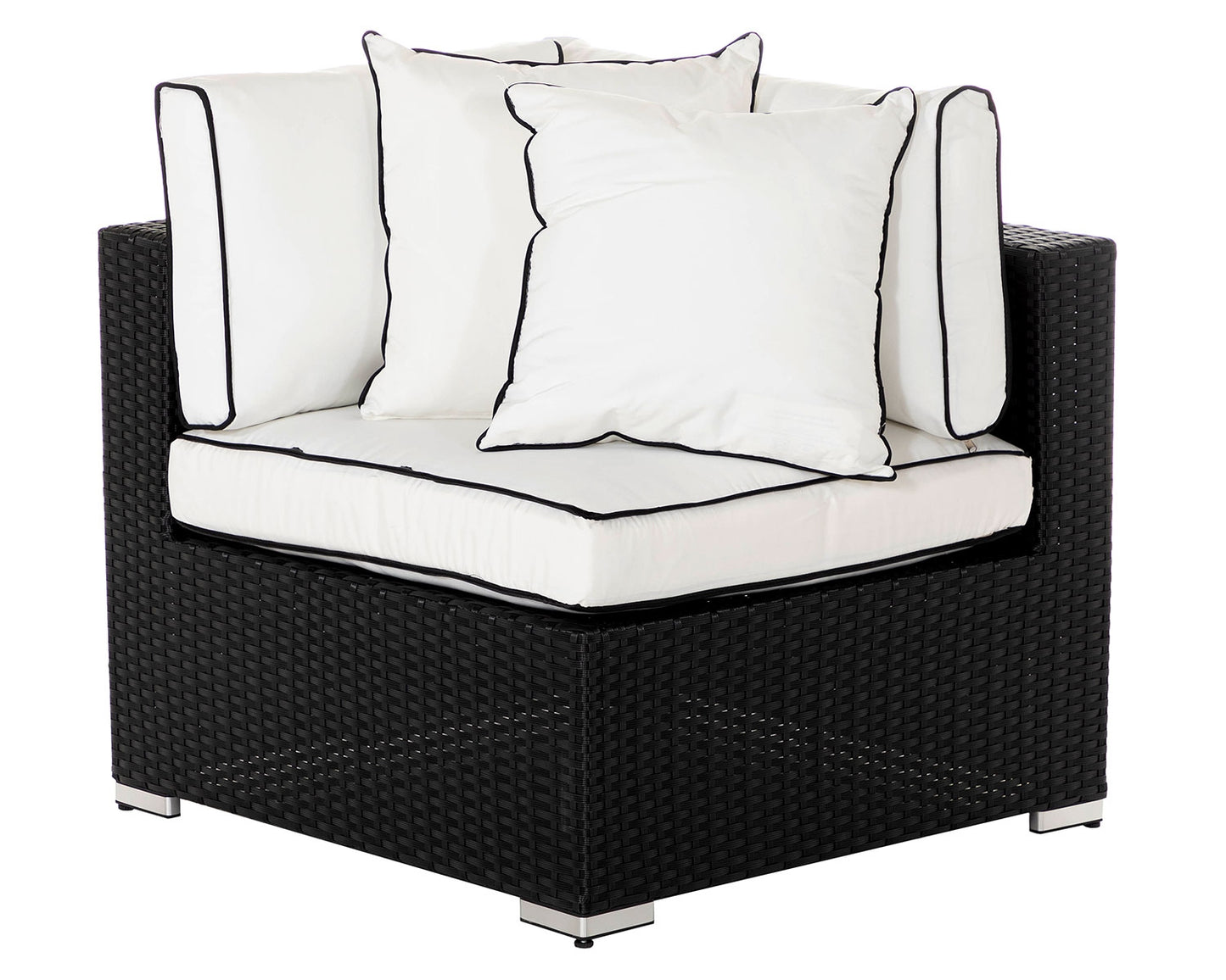Florida 4 Piece Rattan Garden Corner Sofa Set in Black and Vanilla