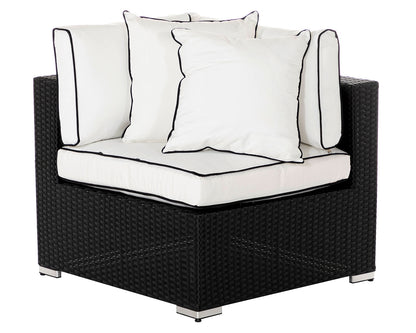 Florida 4 Piece Rattan Garden Corner Sofa Set in Black and Vanilla