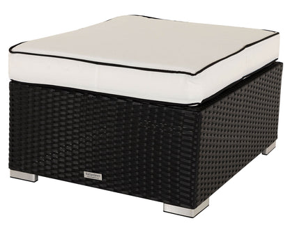 Florida 4 Piece Rattan Garden Corner Sofa Set in Black and Vanilla