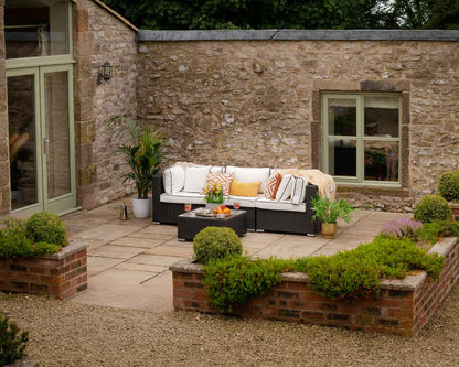 Florida 4 Piece Rattan Garden Corner Sofa Set in Black and Vanilla