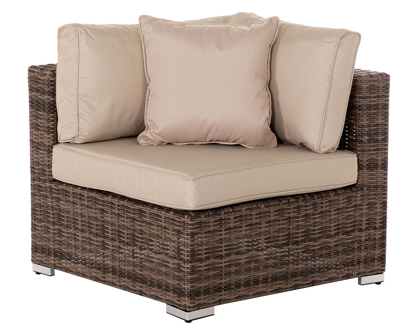 Florida 6 Piece Rattan Garden Corner Sofa Set in Premium Truffle Brown and Champagne
