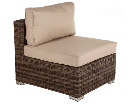 Florida 6 Piece Rattan Garden Corner Sofa Set in Premium Truffle Brown and Champagne