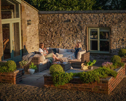 Florida 6 Piece Rattan Garden Corner Sofa Set in Premium Truffle Brown and Champagne