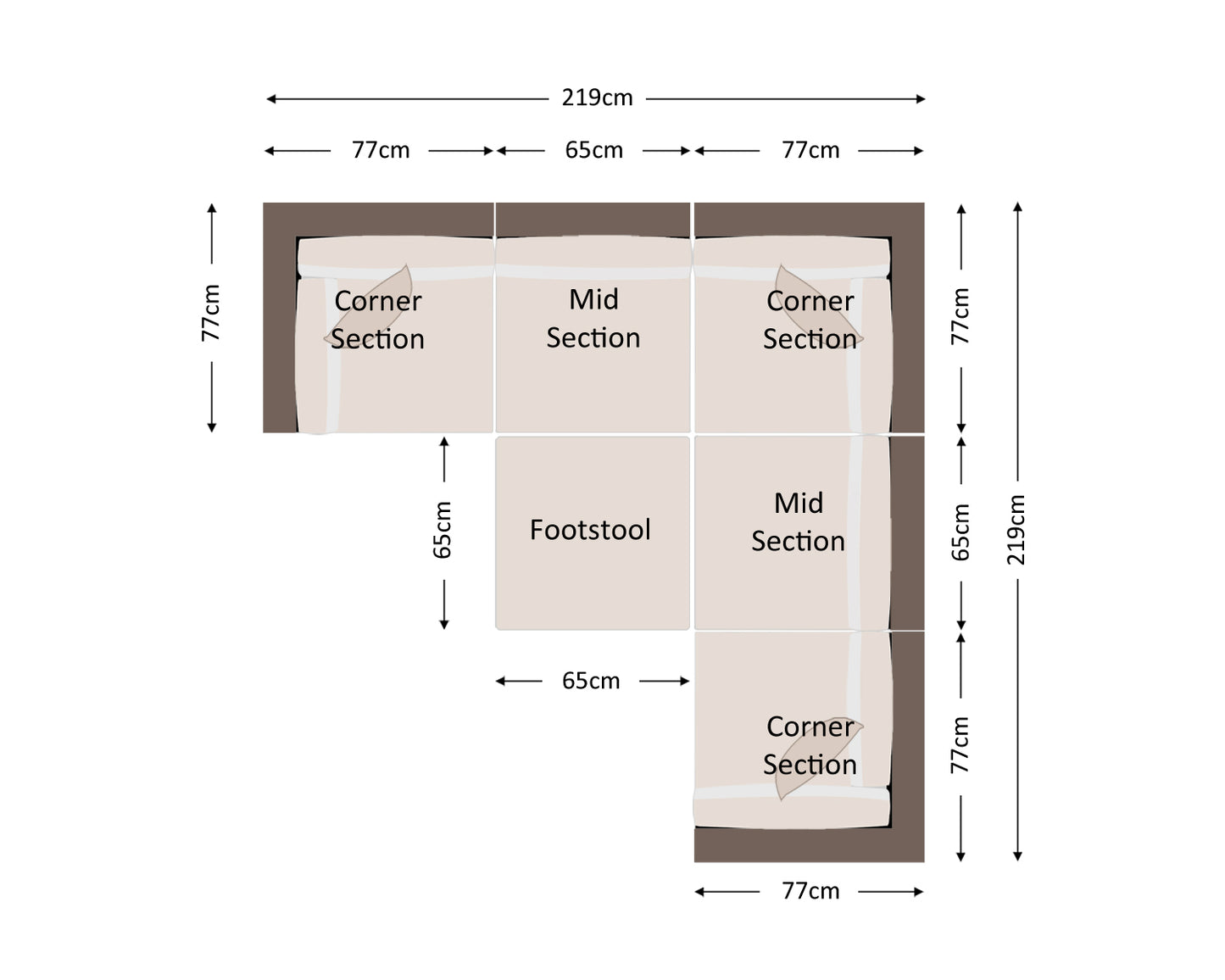 Florida 6 Piece Rattan Garden Corner Sofa Set in Premium Truffle Brown and Champagne