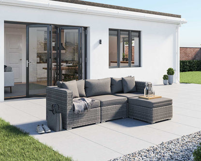 Florida 4 Piece Rattan Garden Corner Sofa Set in Grey