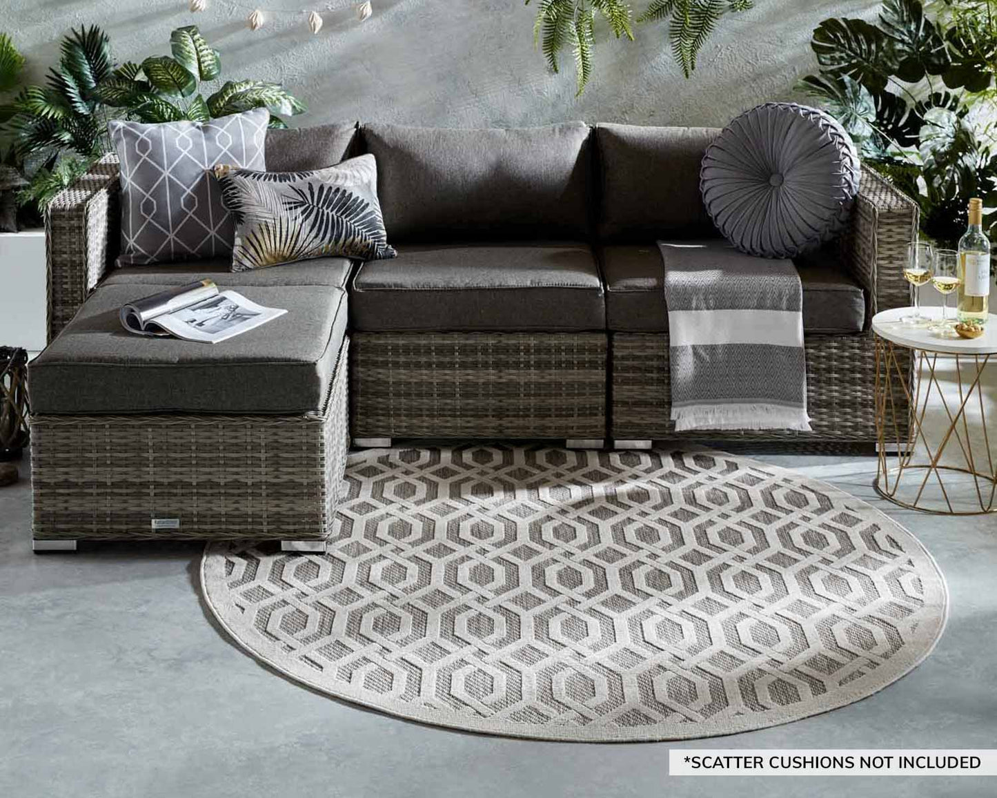 Florida 4 Piece Rattan Garden Corner Sofa Set in Grey