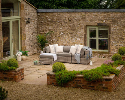 Florida 4 Piece Rattan Garden Corner Sofa Set in Grey