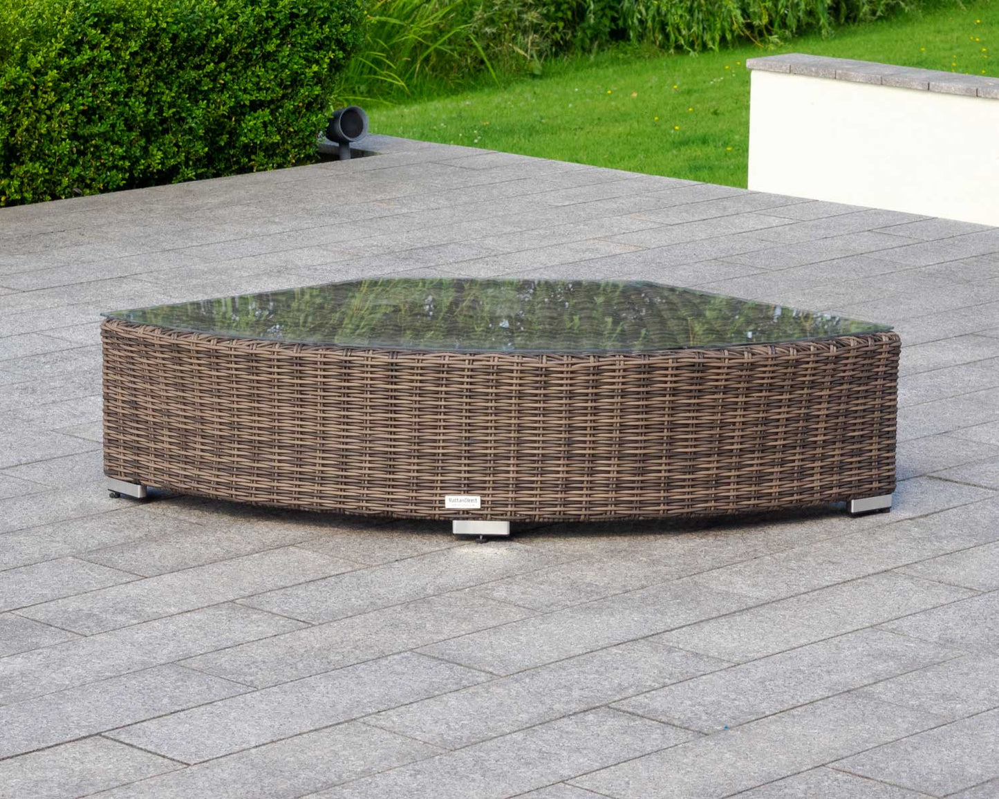 Florida 6 Piece Angled Rattan Garden Corner Sofa Set in Premium Truffle Brown and Champagne