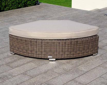 Florida 6 Piece Angled Rattan Garden Corner Sofa Set in Premium Truffle Brown and Champagne
