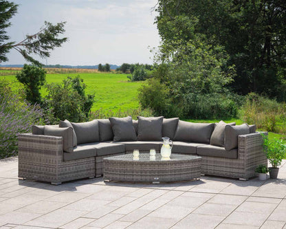 Florida 6 Piece Angled Rattan Garden Corner Sofa Set in Grey