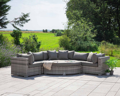 Florida 6 Piece Angled Rattan Garden Corner Sofa Set in Grey